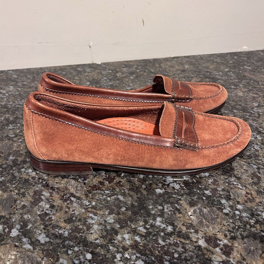 G.H. Bass & Co. Rust Brown Suede Penny Loafers